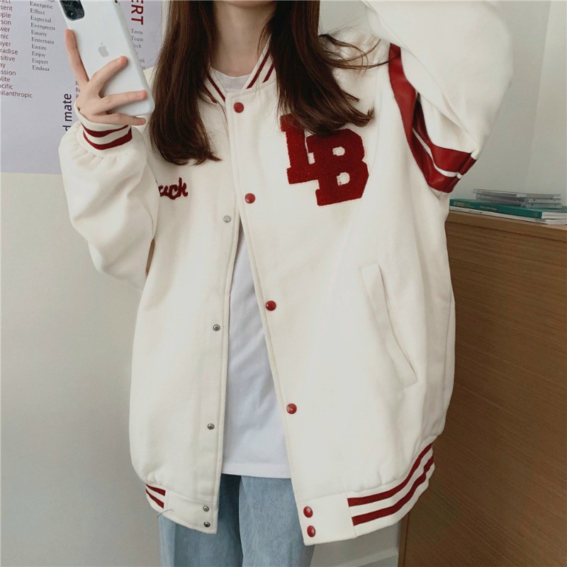 Áo khoác bomber nỉ nữ họa tiết in chữ Nổi 93 ( NỈ 1 LỚP DÀY ) CAO CẤP HÀN QUỐC
