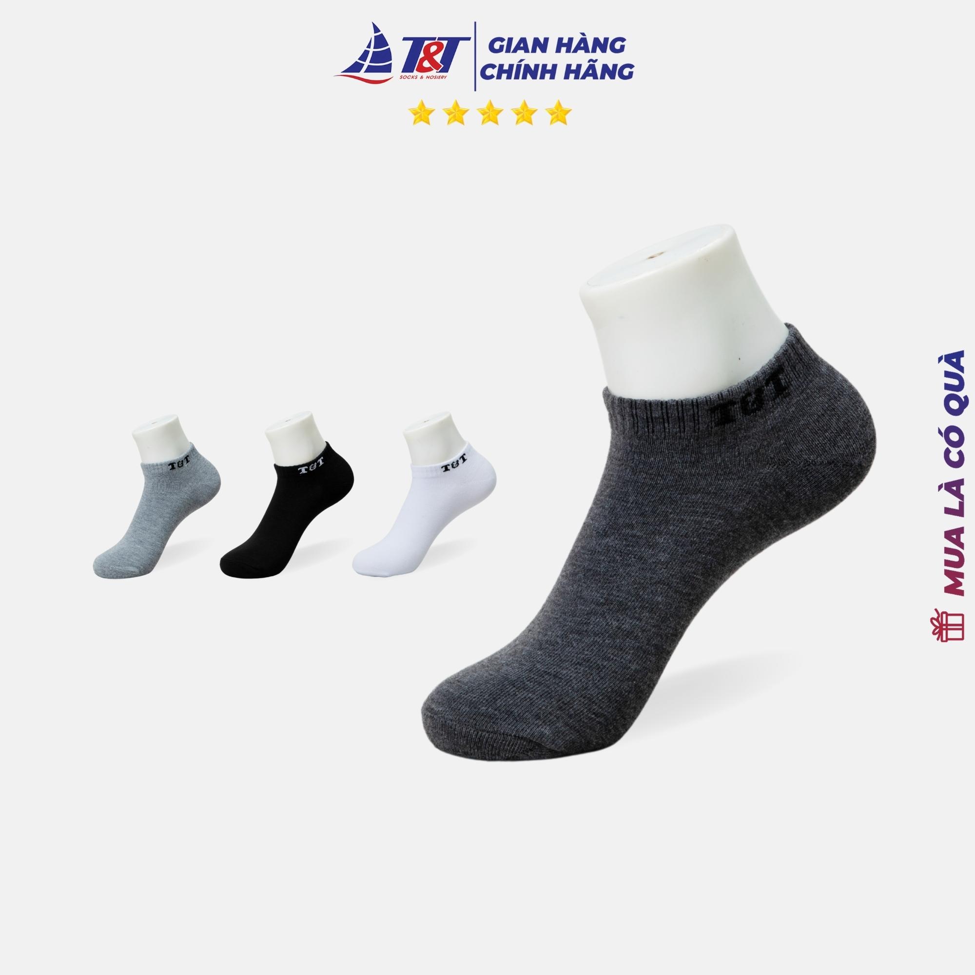 Tất nam cổ ngắn logo t&t socks - nam9014