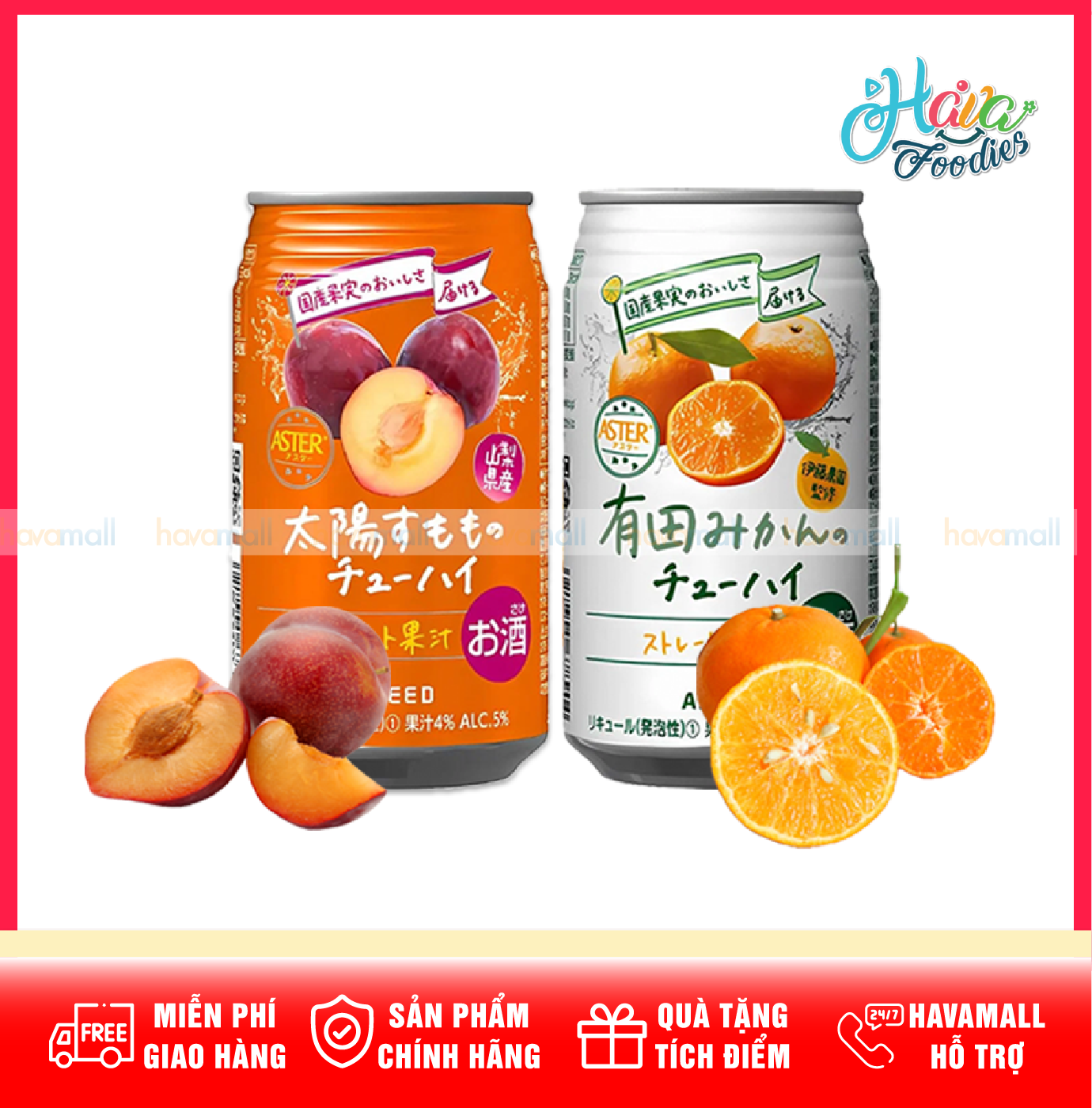 Nước Uống Giải Khát Chu-Hi Hương Trái Cây 5% Alc – Aster Taiyou Sumomo Chu-Hi Cocktail 5% Alc