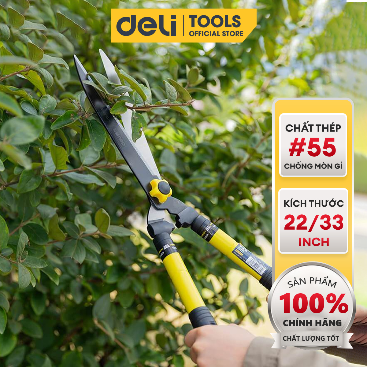 Kéo cắt tỉa cành cán dài deli 33 inch - lưỡi cắt bằng thép sắc bén, siêu cứng, tay cầm có đệm cao su - dl2805/dl2806