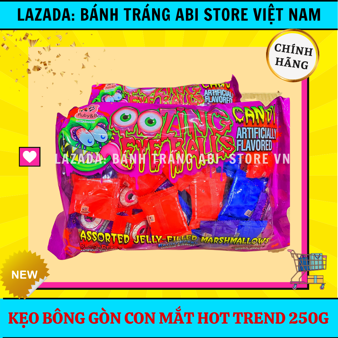 KẸO DẺO CON MẮT Marshmallows NHÂN MỨT TRÁI CÂY HỖN HỢP GÓI 230G