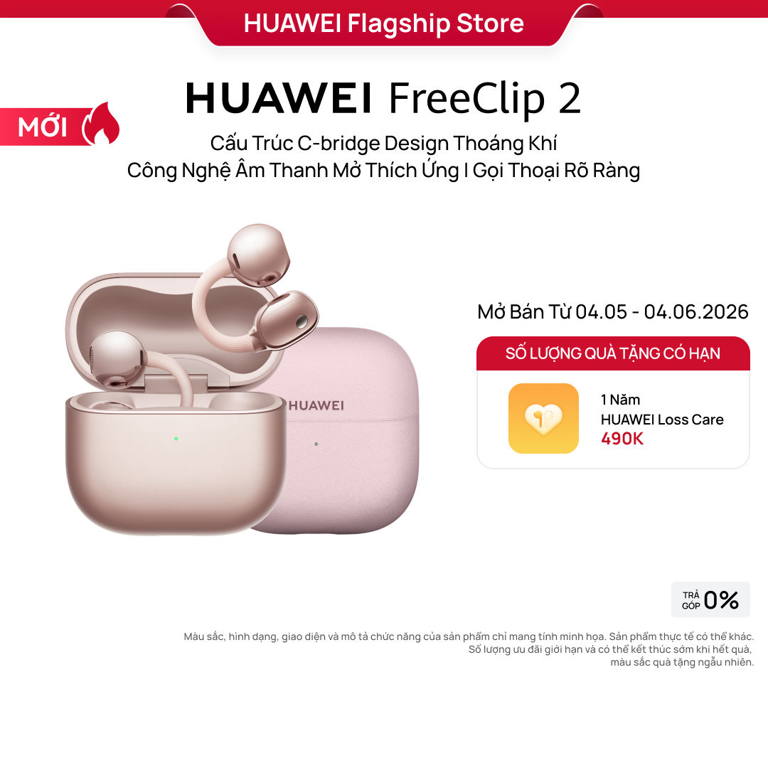 Tai Nghe HUAWEI FreeClip 2 | Cấu Trúc C-bridge Design Thoáng Khí | Công Nghệ Âm Thanh Mở Thích Ứng | Gọi Thoại Rõ Ràng