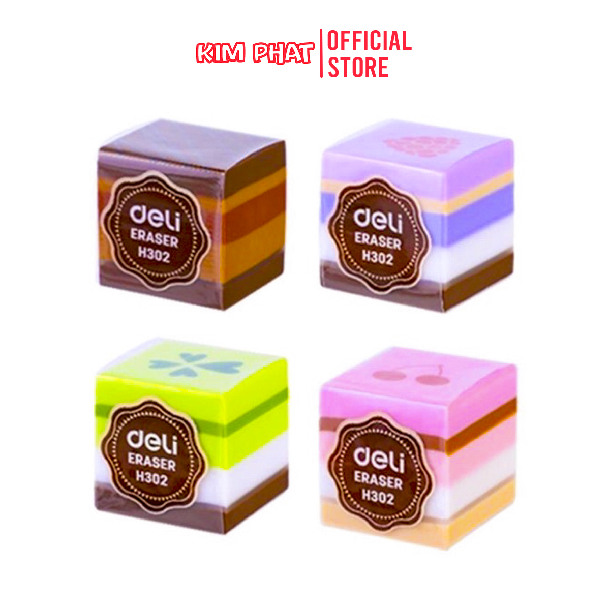 Combo 03 chiếc Gôm tẩy màu hình chiếc bánh ngọt siêu xinh Deli EH302