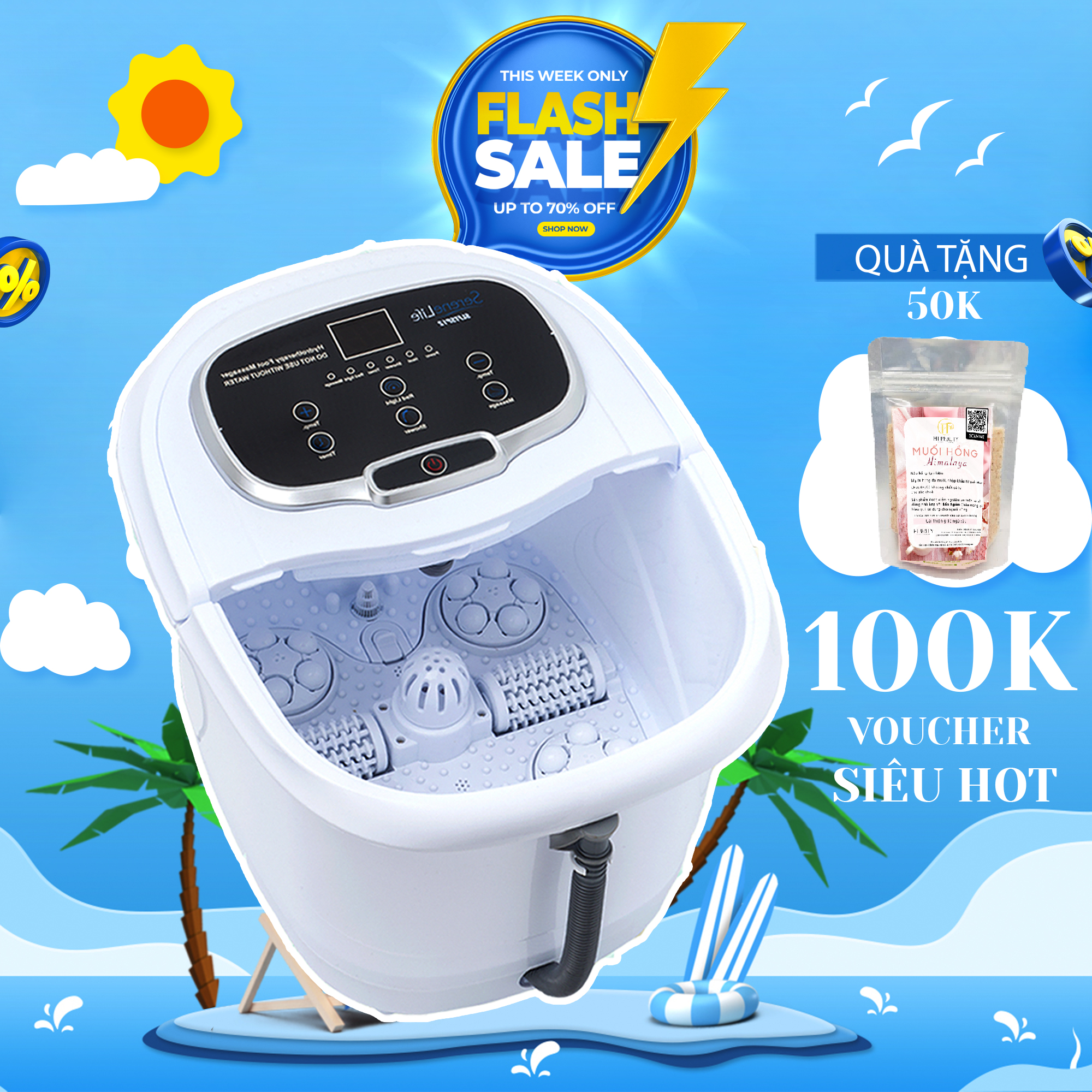 Bồn Ngâm Chân Massage Chân SereneLife SL12 thương hiệu Mỹ , Máy chậu ngâm chân massage xiaomi nước nóng