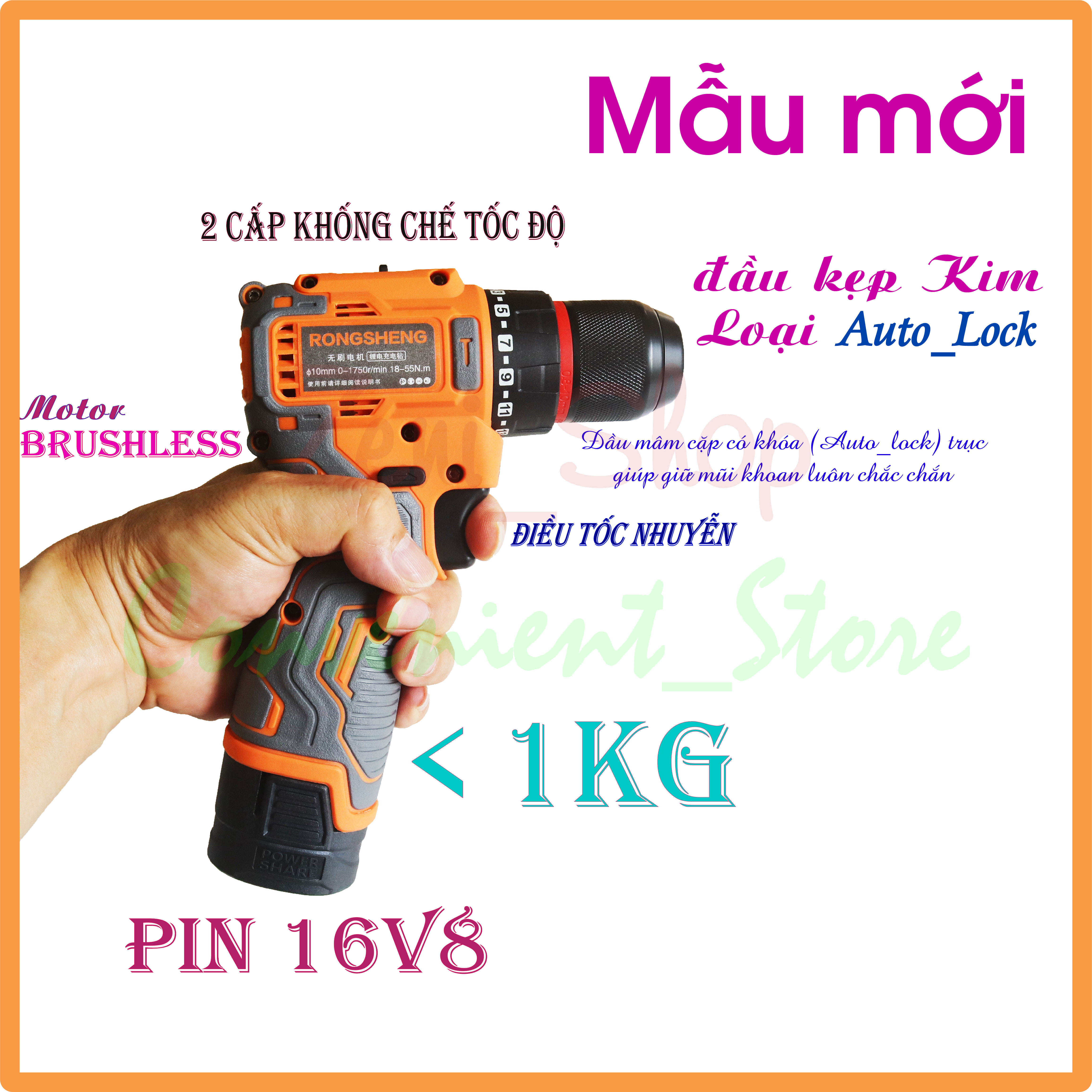 Máy khoan Pin nội địa Trung Quốc_đầu kẹp 10mm_RONGSHENG