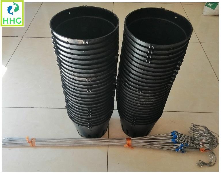 Combo 50 chậu nhựa trồng lan fi 16 + 50 móc kẽm treo chậu siêu bền!