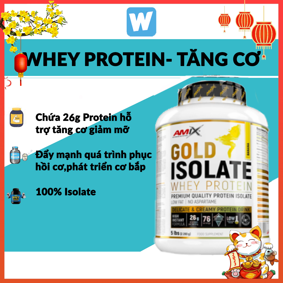 Amix gold Whey protein Isolate 5lbs Sữa Tăng Cơ Giá Tốt Sữa Dinh Dưỡng