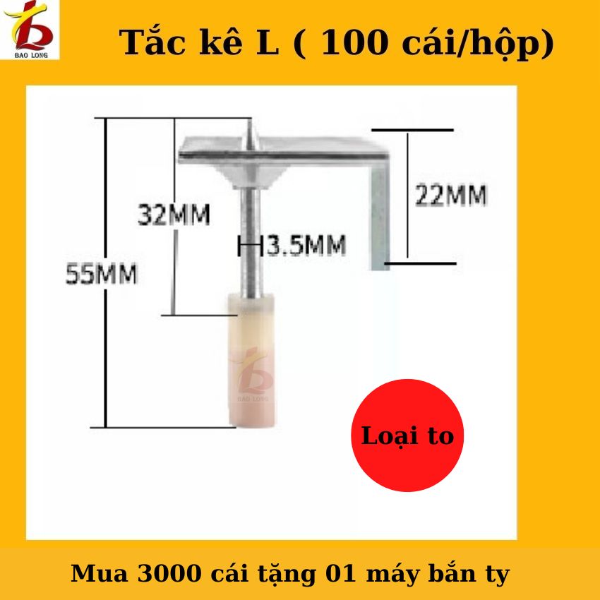 [HCM]Tắc kê ( Tacke) máy bắn Ty L hộp 100 ( cái )  chuyên dụng trong xây dựng**Liên hệ để được giá tốt**