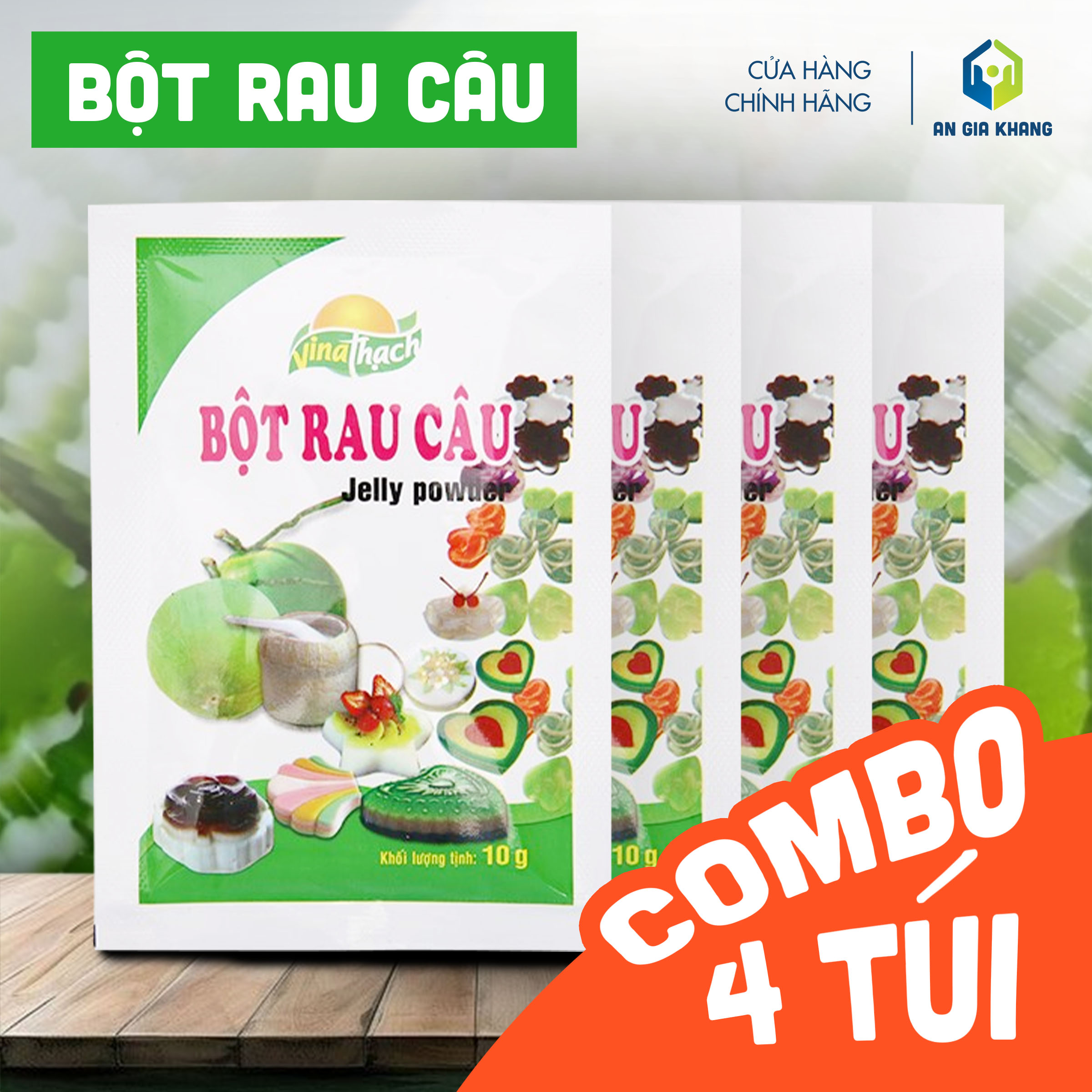 [COMBO 4 TÚI] Bột Rau Câu Vina Thạch Tavifood - Gói 10gr - An Gia Khang Food