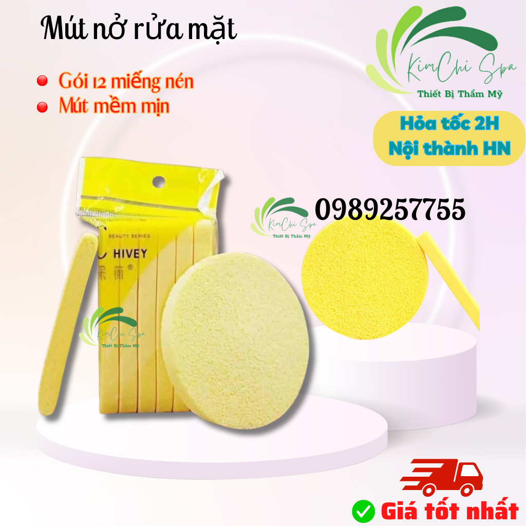 Gói 12 miếng mút rửa mặt - Bọt biển