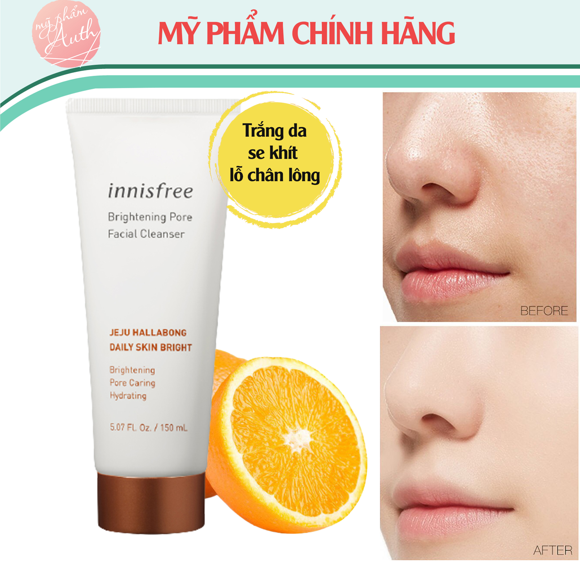 [FREE SHIP][CHÍNH HÃNG] Sữa Rửa Mặt Dưỡng Trắng Da Từ Vỏ Quýt IN.NIS.FREE 150ml