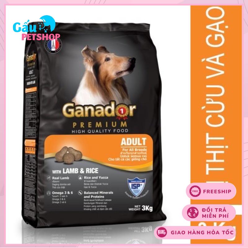 Thùng 12kg - hạt chó ganador adult lamb & rice túi 3kg