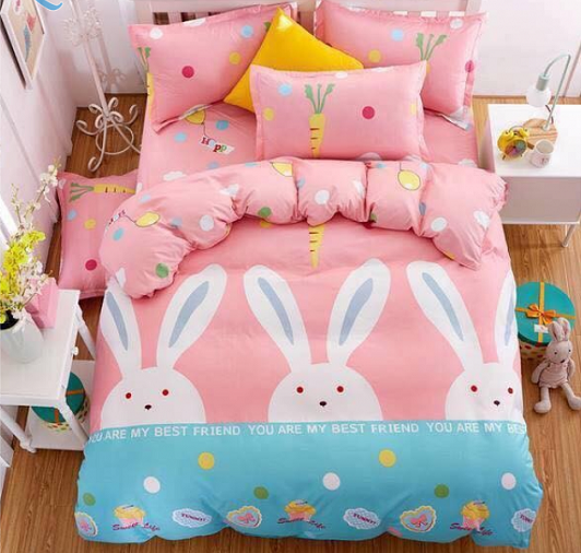 (FreeShip MAX) Set 5 Món Vỏ Chăn Ga Gối Cotton Poly Bền Màu Không Xù (1 Drap bo chun + 2 vỏ gối + 1 vỏ chăn + 1 vỏ gối ôm))