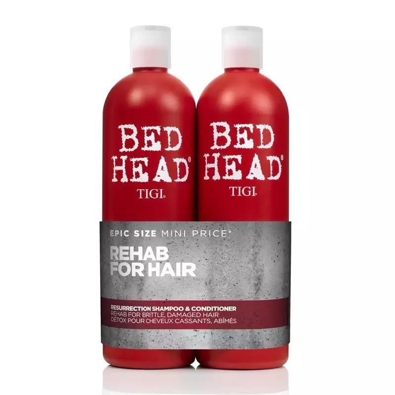Bộ gội xả phục hồi tóc hư tổn tigi 3 bed head urban antidotes resurrection sampoo 750mlx2 - đỏ