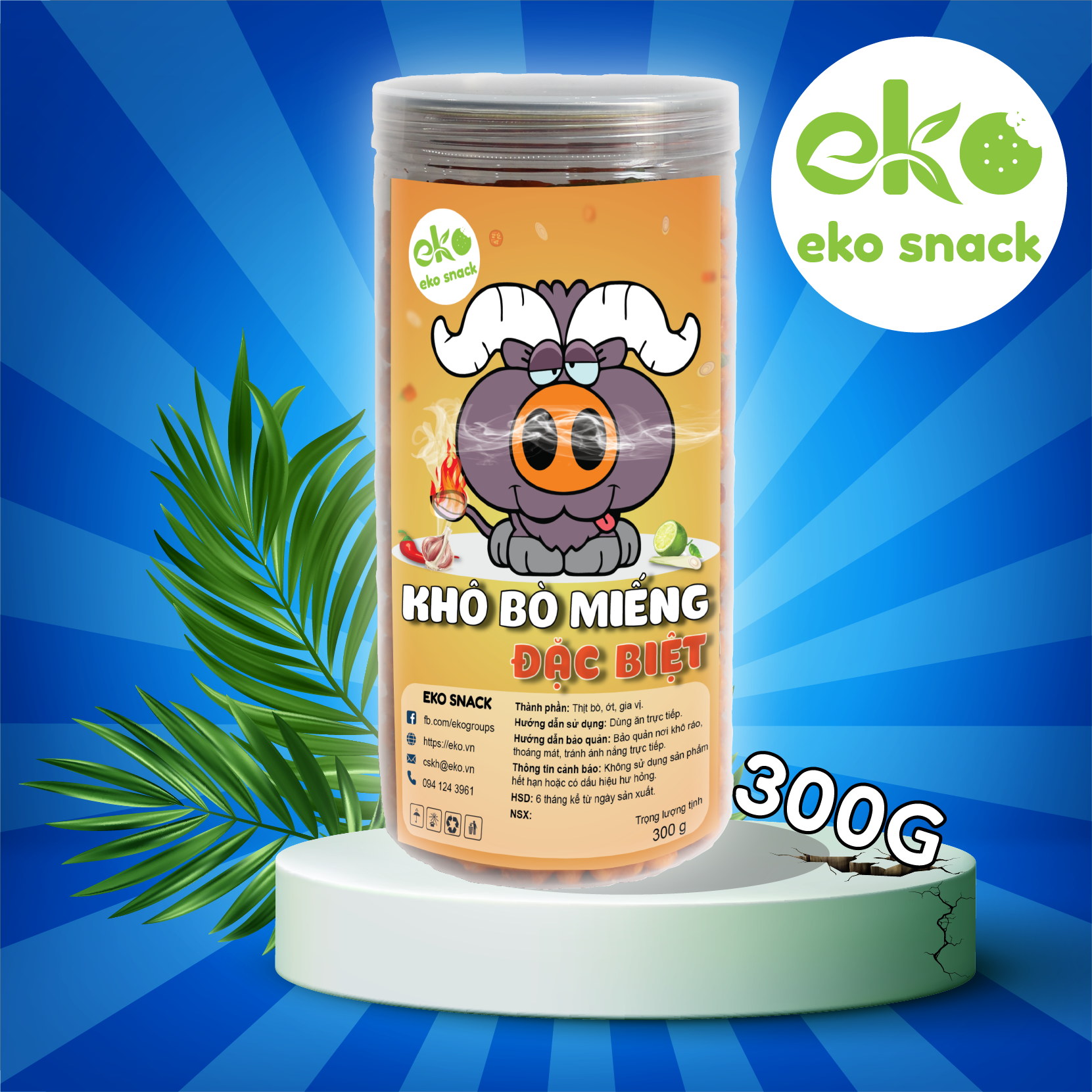 Khô bò miếng đặc biệt eko snack 300g - đồ ăn vặt ngon - bổ - rẻ