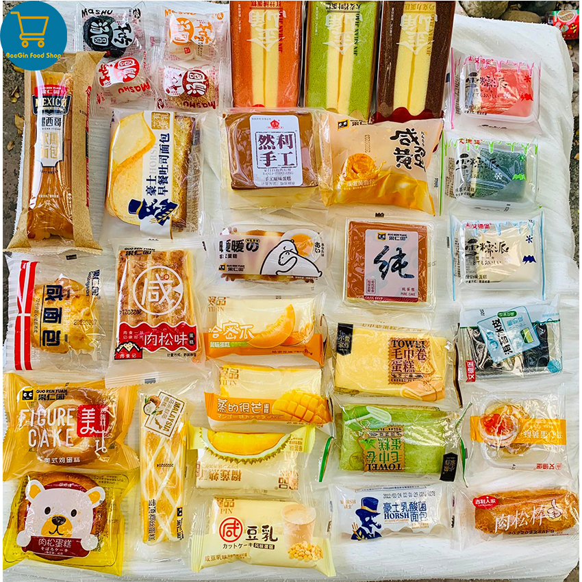 Thùng 1kg Bánh Bông Lan Mix Đài Loan Đủ Vị, Loại Ngon B39 - BeeGin Food Shop