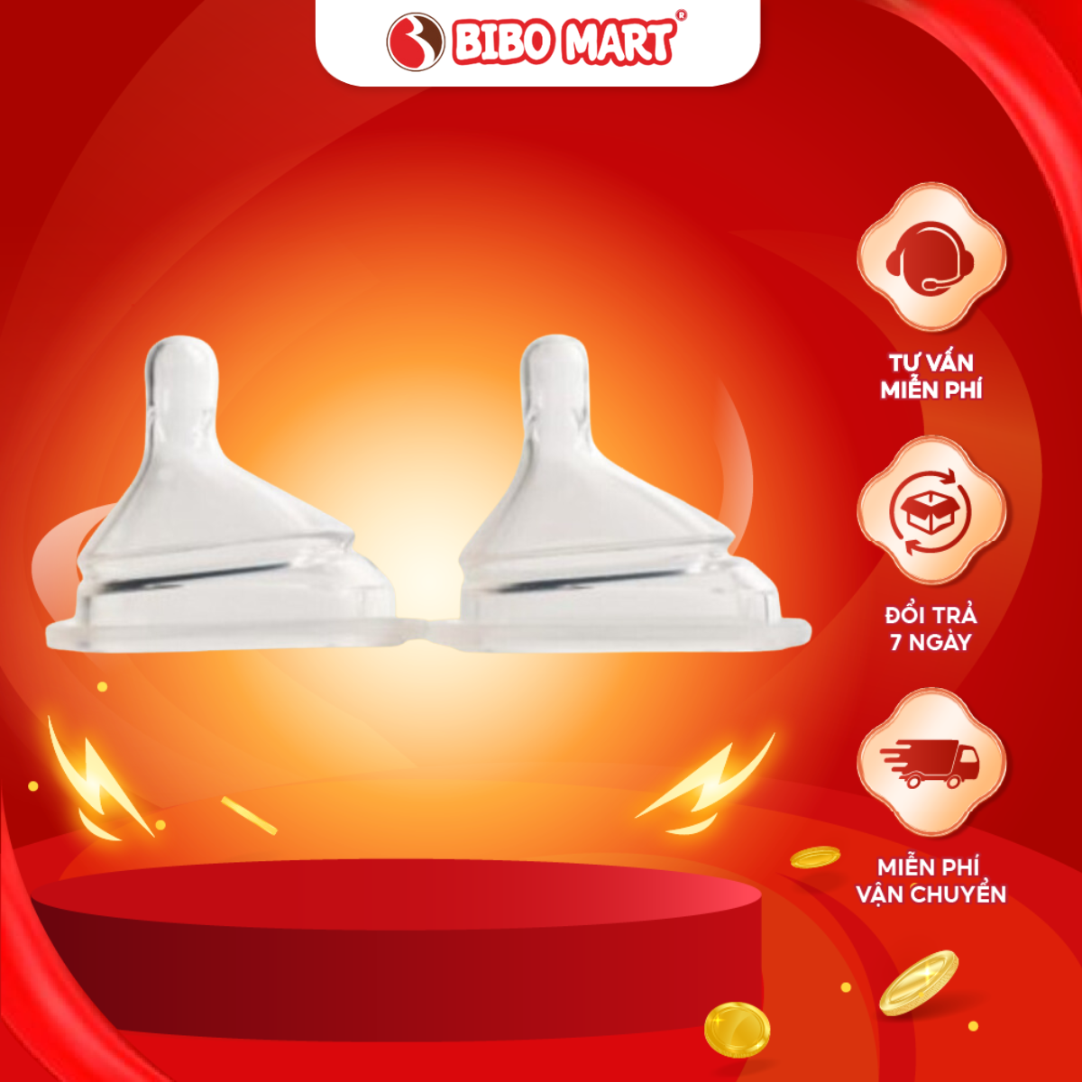 Set 2 Núm Ty Bình Sữa Hegen Núm Ty Silicon Siêu Mềm Phụ Kiện An Toàn Đàn Hồi Tốt Cho Bé Từ 3 Đến  6 Tháng - Bibo Mart