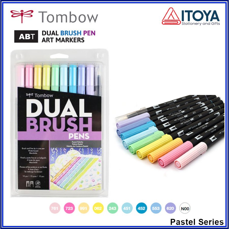 Bộ 10 cây bút cọ 2 đầu tombow pastel 56187