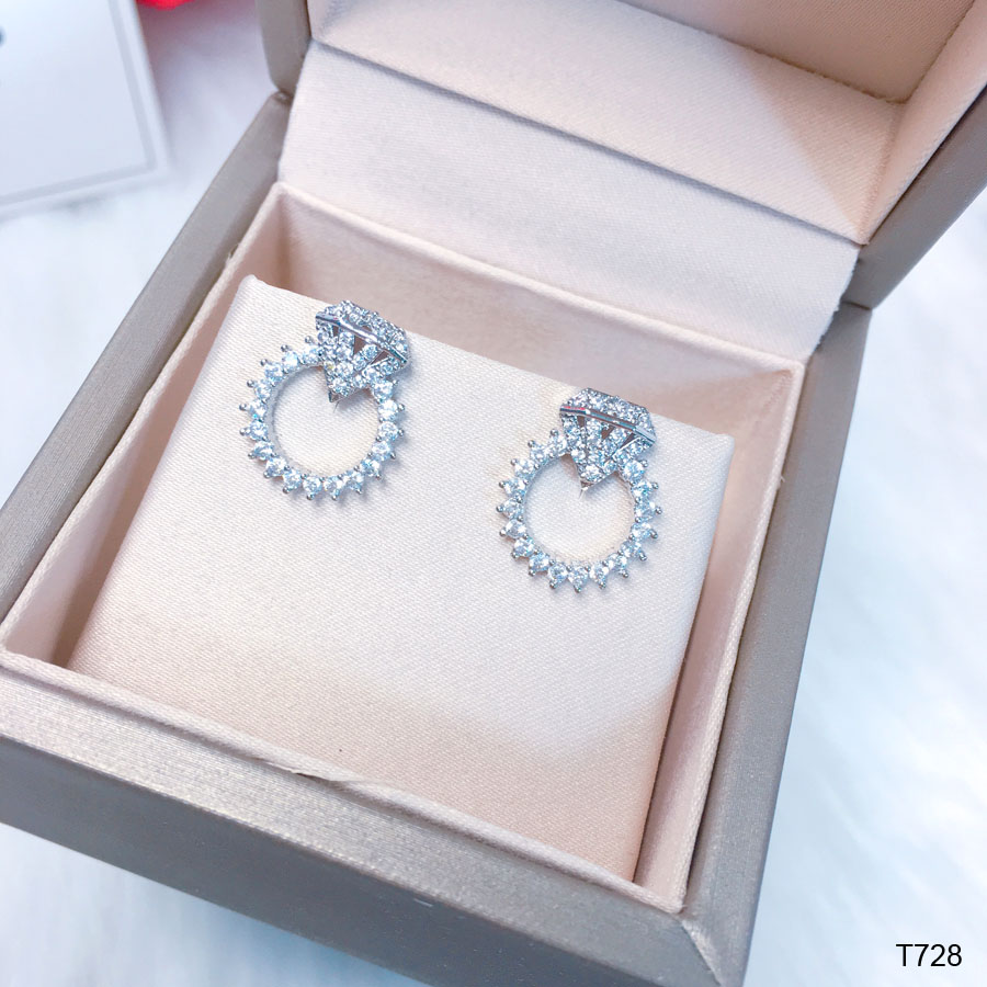 Bông tai bạc nữ đính đá bền màu thời thượng Orin T728