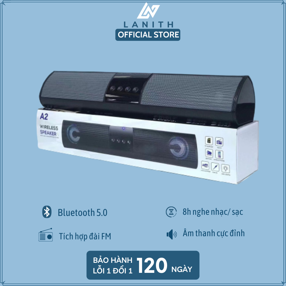 [Mẫu Mới] Loa Bluetooth Lanith Speaker A2 Dáng Dài 2 Loa Cực Đỉnh, Kiểu Dáng Sang Trọng Hỗ Trợ Thẻ Nhớ, Đài FM, Sạc Usb - Lanith Store