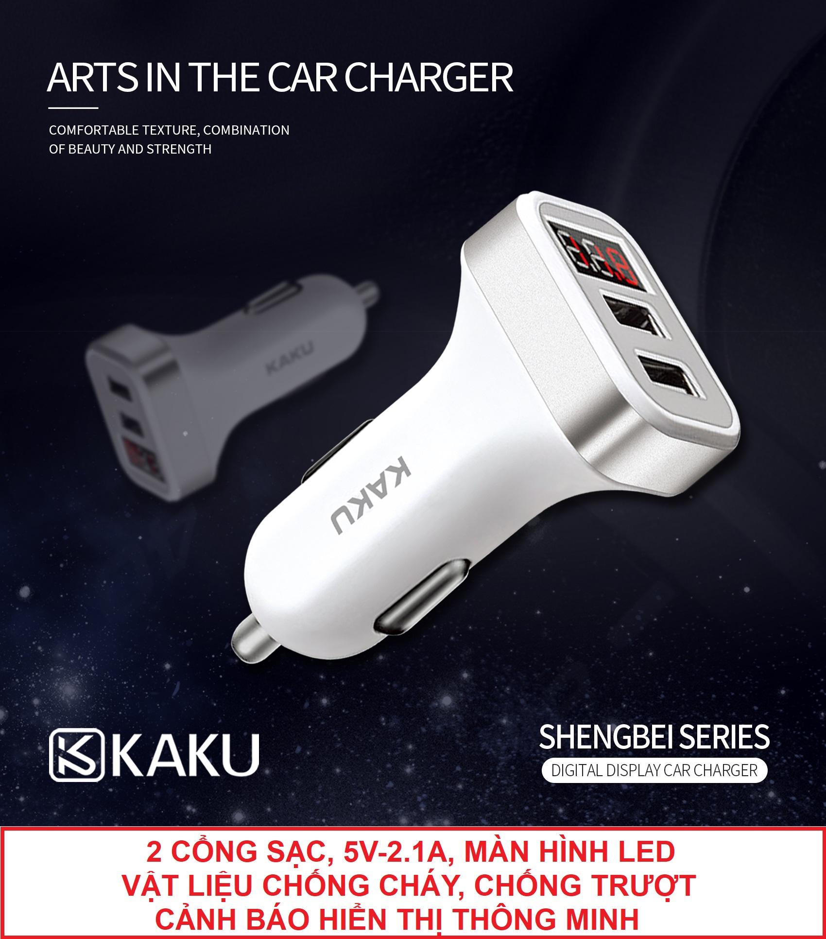 [HCM]Tẩu sạc nhanh oto xe hơi KAKU - Màn hình hiển thị - 2 cổng USB - sạc điện thoại trên oto tẩu sạc ô tô tau sac xeTẩu Sạc USB Cốc sạc otodock sạc tẩu sạc củ sạc đa năng cho xe hơi