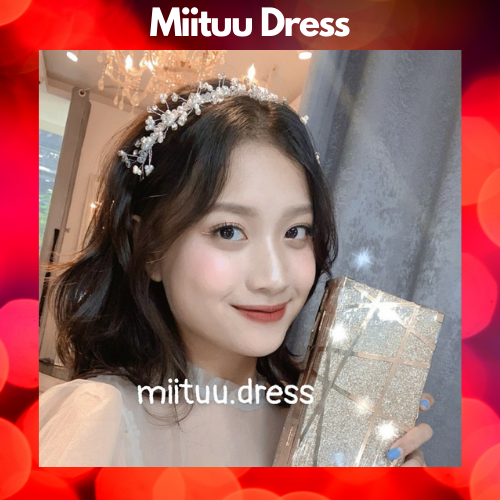Bờm ngọc đính đá pha lê lấp lánh kẹp tóc thời trang sang trọng tiểu thư xinh xắn đáng yêu cute Miituu BN