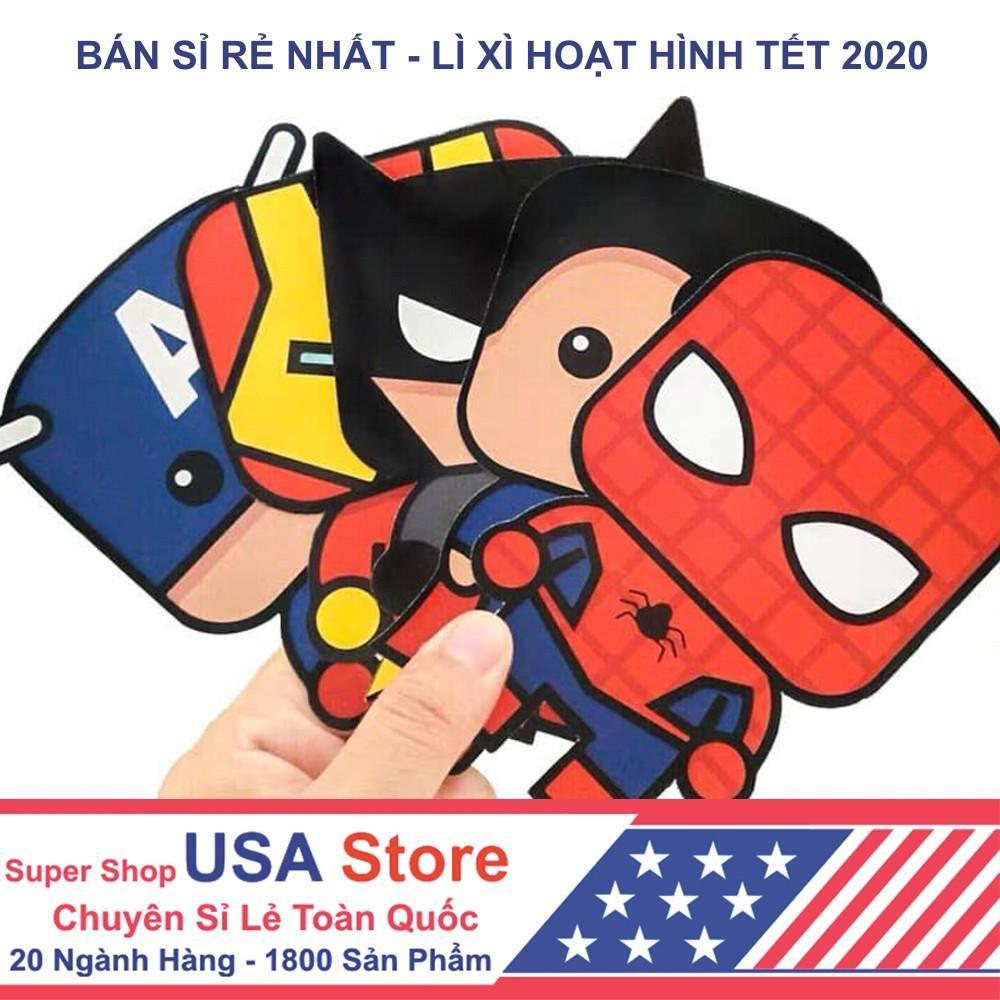 Set 10 bao lì xì hoạt hình - siêu nhân - tết 2020 - được chọn mẫu
