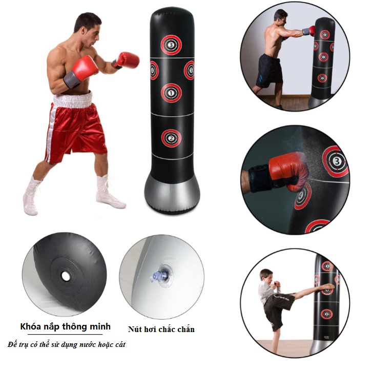 Trụ đấm bốc - bao trụ đấm bốc boxing tự đứng bền hơn, ưu việt hơn + tặng bơm