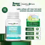 Viên Uống Bổ Não Healthy Care Ginkgo Biloba 6000mg Cải Thiện Trí Nhớ 60 Viên