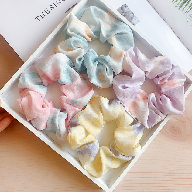 Cột Tóc Scrunchies Buộc Tóc Họa tiết Loang Màu