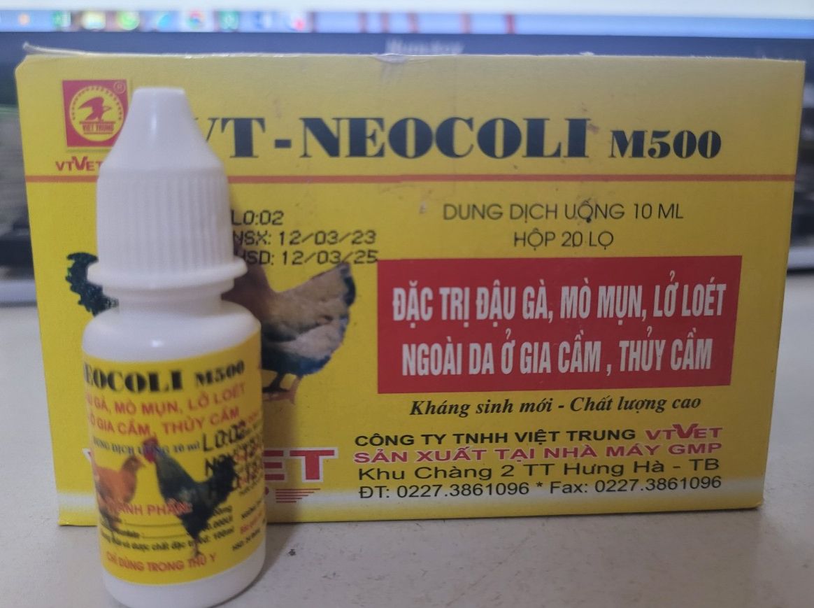 Đậu gà, mò mụn, lở loét ngoài da trên gia cầm, thuỷ cầm neocoli 10ml