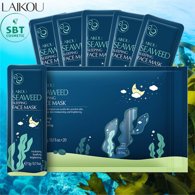 [SIÊU HOT] Túi Lớn Gồm 20 Gói Mặt Nạ Ngủ Tảo Biển LAIKOU SEASWEED SLEEPING FACE MASK -Dưỡng Ẩm, Phục Hồi, Làm Mịn, Kiểm Soát Dầu, Phù Hợp Mọi Loại Da