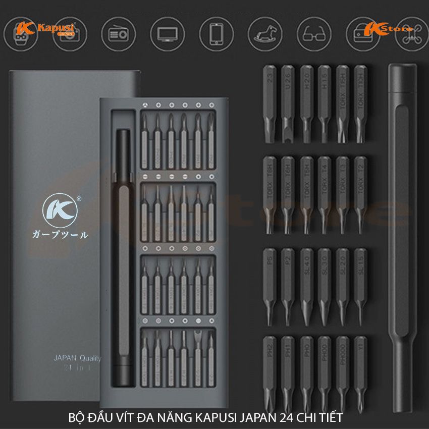 BỘ TUA VÍT ĐA NĂNG MINI KAPUSI JAPAN 25 CHI TIẾT, ĐẦU VÍT CÓ NAM CHÂM, DỤNG CỤ SỬA CHỮA ĐIỆN THOẠI - ĐỒ ĐIỆN TỬ
