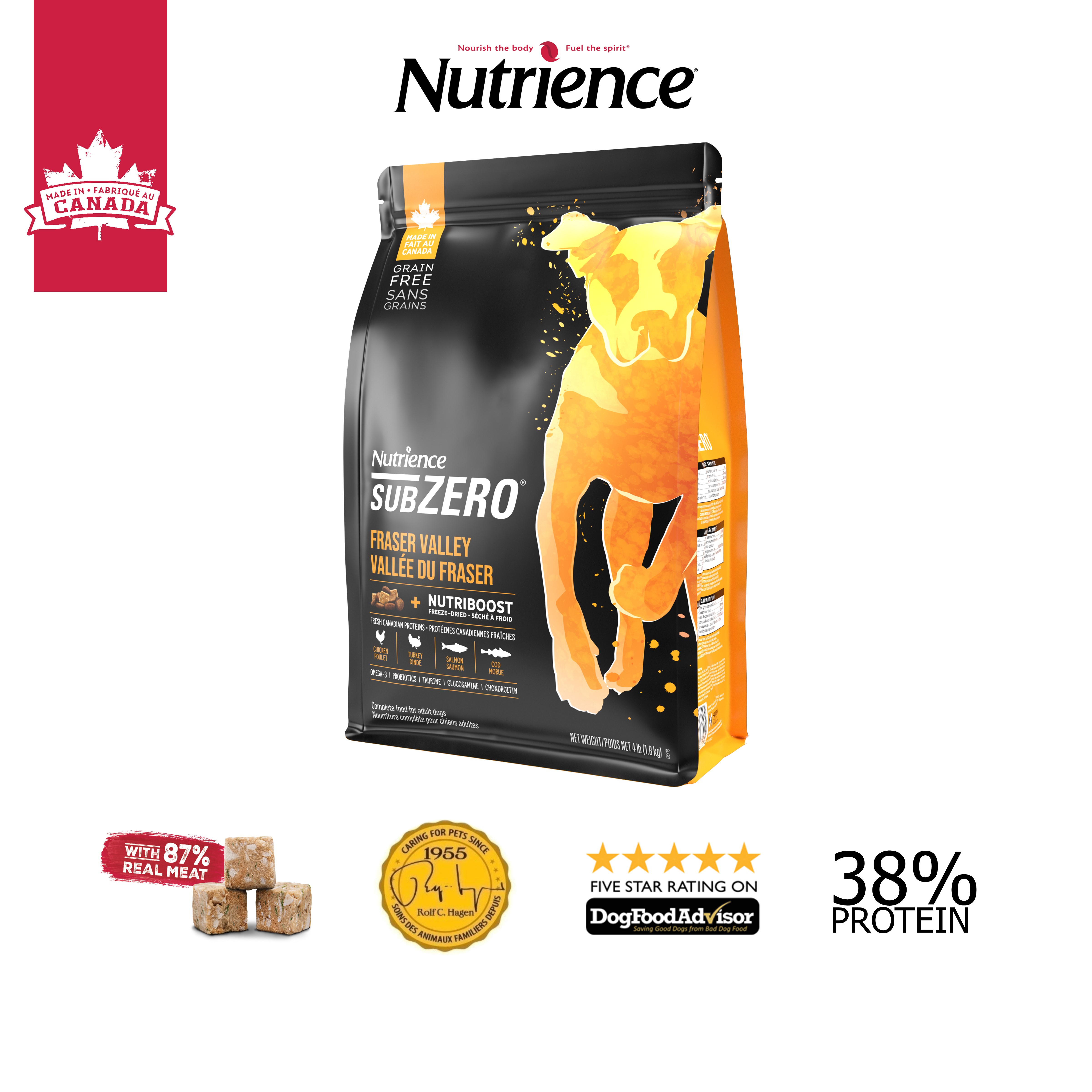 Thức ăn cho chó Nutrience Subzero Grain-free Fraser Valley - gà tây, cá hồi, cá trích, cá tuyết và rau củ trái cây tự nhiên