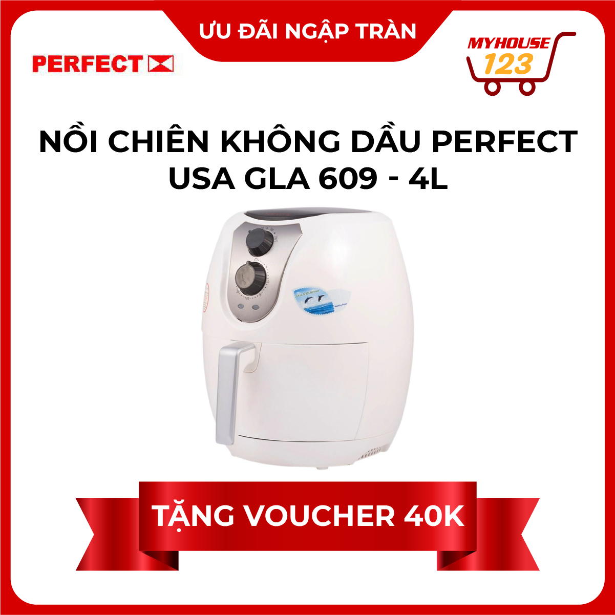Voucher 40k - nồi chiên không dầu perfect usa gla 609