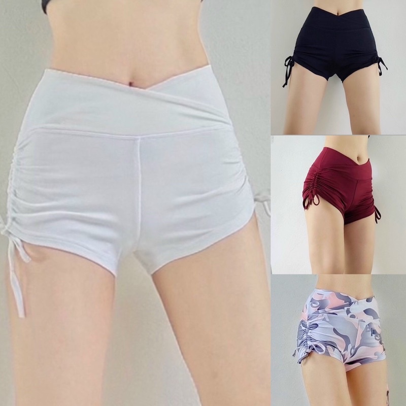 Quần đùi rút dây cạp v tập gym erobic nữ