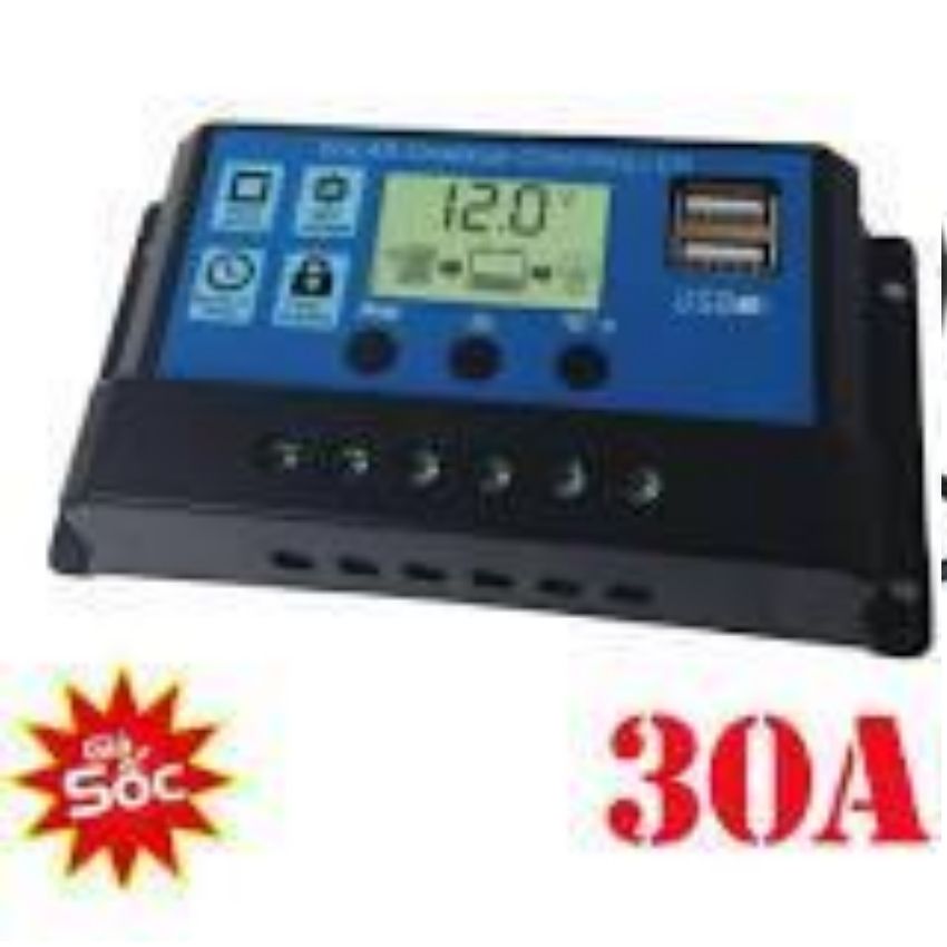 Bộ điều khiển sạc năng lượng mặt trời 12V/24V 30A-sạc pin mặt trời, điều khiển xạc pin mặt trời, sạc mặt trời