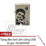 Bật lửa đá xăng hoahai in hình che guevara + tặng đèn led cắm cổng usb