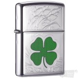 Zippo Mỹ chính hãng Cỏ may mắn (Khắc in) (made in USA), có tem đỏ, bảo hành chính hãng trọn đời (không bao gồm xăng)
