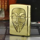 Bật lửa Zippo Mặt nạ V Brass phiên bản giới hạn  (made in USA) tem đỏ, chính hãng Mỹ - Manmate (không bao gồm xăng)