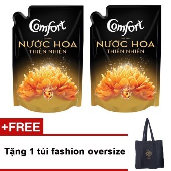 Bộ 2 nước xả vải Comfort hương nước hoa Sofia 1.6L (Dạng túi) + Tặng túi fashion oversize  