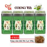 Combo 4 hộp trà ô long Quê Ta hộp thiếc cao cấp + tặng gói sâm khô 100g