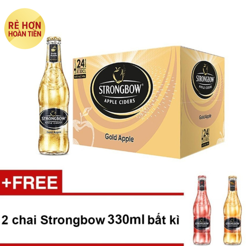 Nơi bán Thùng 24 chai Strongbow Gold vị táo nguyên bản 330ml + Tặng 2 chai Strongbow 330ml bất kì