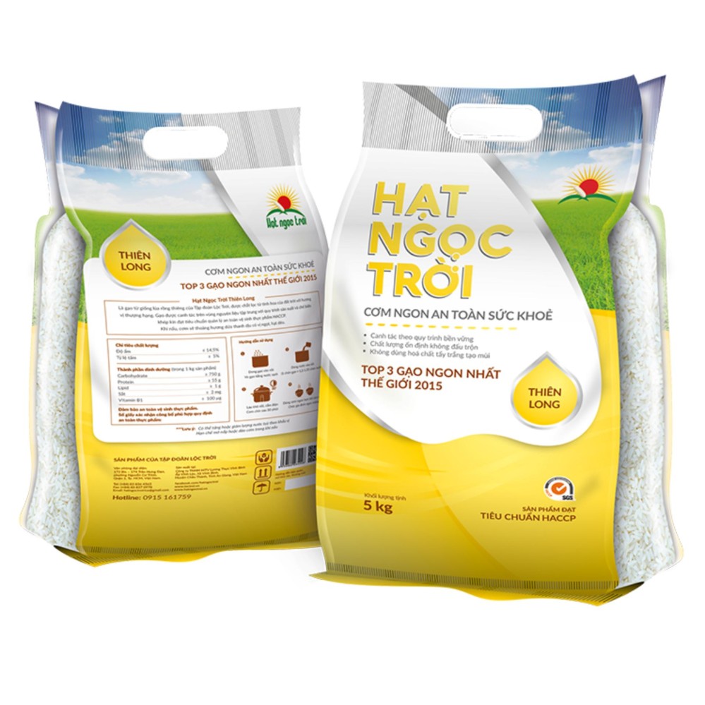 Top 3 gạo ngon nhất thế giới Gạo Thiên Long Hạt Ngọc Trời Túi 5kg