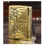 Zippo USA xịn đồng vỏ dày dập nổi hoa văn Marlboro