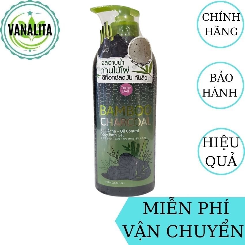 [FreeShip] Sữa Tắm Than Tre Cathy Doll Bamboo Charcoal Thái Lan VANALITA giúp giảm mụn lưng, làm dịu và cung cấp dưỡng ẩm cho da-500ml