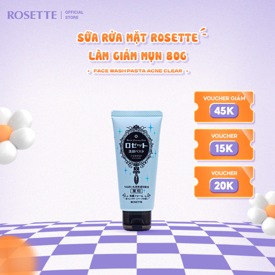 Sữa rửa mặt rosette làm giảm mụn face wash pasta acne clear 80g