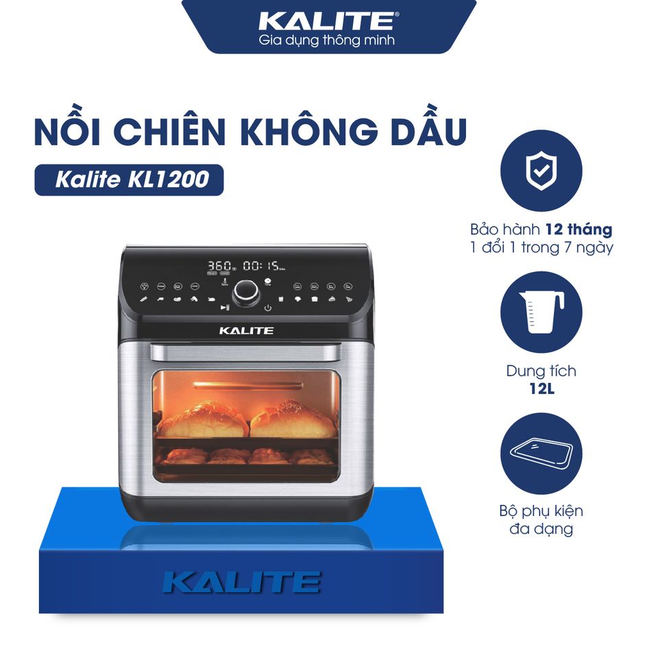Nồi chiên không dầu KALITE KL1200 dung tích 12L, bảo hành 12 tháng, miễn phí giao hàng