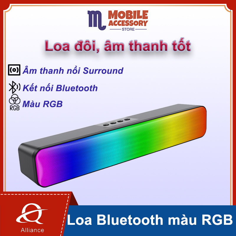 Loa Bluetooth LED rực rỡ soundbar loa không dây loa siêu trầm máy tính có dây âm thanh RGB màu ánh sáng