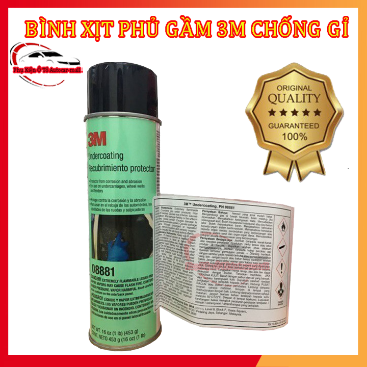 Sơn xịt phủ gầm ô tô 3m, dung dịch chống ồn chống rỉ sét gầm xe, xịt phủ gầm bảo dưỡng khoan máy, dung tích 450ml
